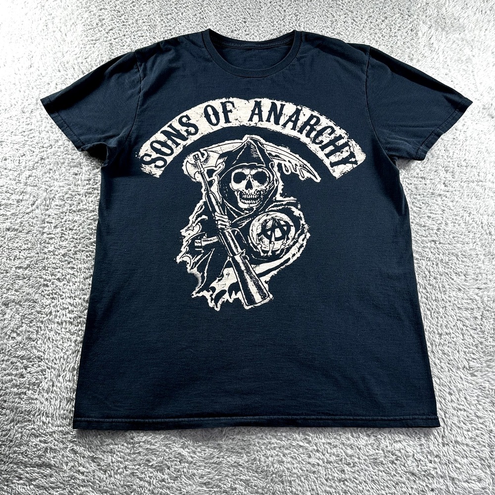 Sons of Anarchy SOA T Shirt Mens Medium Grunge Goth Jax Teller Biker Black